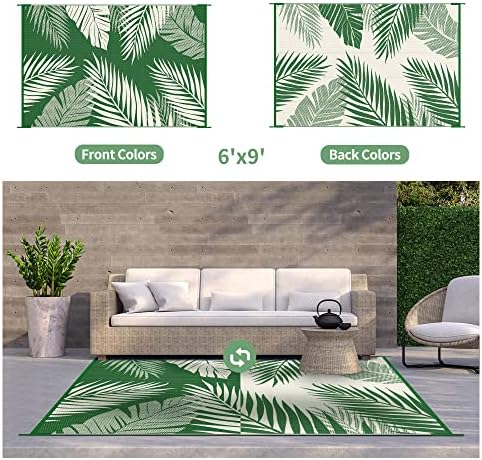 GENIMO Outdoor Rug, Waterproof Plastic Rugs for Patio, 6'x9' Dark Green - Image 2
