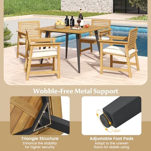 Tangkula 42.5" Acacia Wood Outdoor Dining Table for 4, Square Patio Table - Image 7