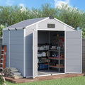 8 x 6 FT Plastic Outdoor Storage Shed with Floor, Resin Garden Shed by DNYKER