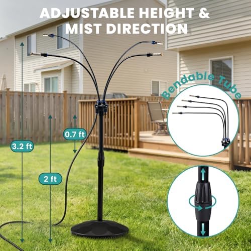 HOMENOTE Standing Misting Cooling System, Fillable Base, Black - Image 3