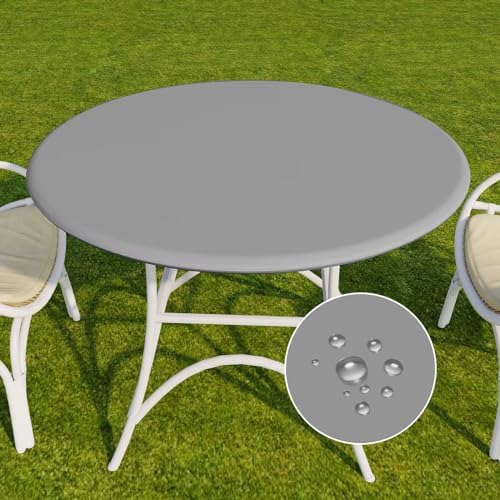 Romanstile Round Fitted Vinyl Tablecloth with Elastic Edge 100% Waterproof by Romanstile