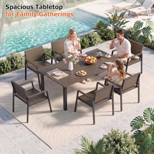 LazySunsets Outdoor Dining Set with Umbrella Hole (Charcoal, 7 Piece) - Image 4