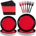 Grencian 96Pcs Red and Black Birthday Party Decorations, Serves 24 by Grencian