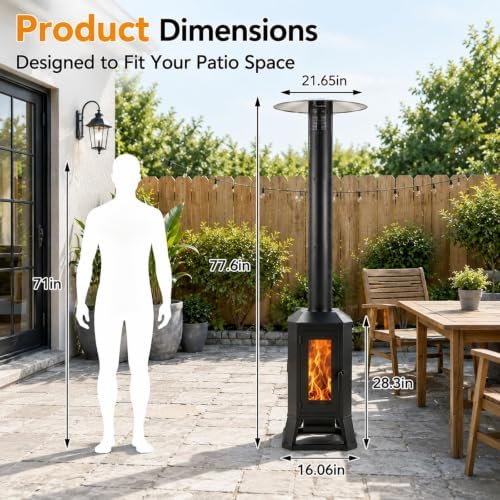 Wood Pellet Outdoor Patio Heater, 70,000 BTU, with Glass Viewing Window - Image 2