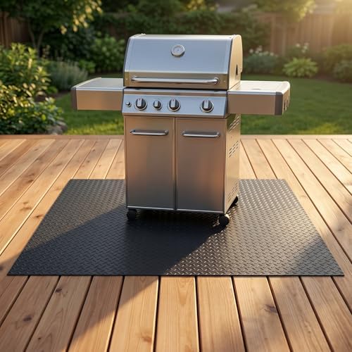No Curled Edges 65"*40" Under Grill Mats for Outdoor Grill by indiedouker
