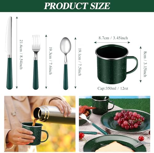 Nuogo 12 Pcs Enamel Camping Tableware Set Dinnerware Kit - Image 2