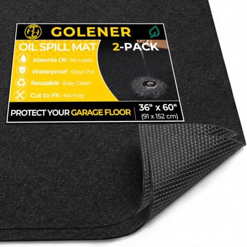 2-Pack Heavy Duty Oil Spill Mat, Oil Mat, Garage Floor Mats, 36"x60" by Golener