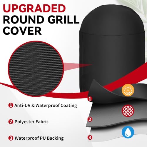 i COVER Round Grill Cover, 40" Dia x 34" H Smoker Cover, Kettle BBQ Cover - Image 3