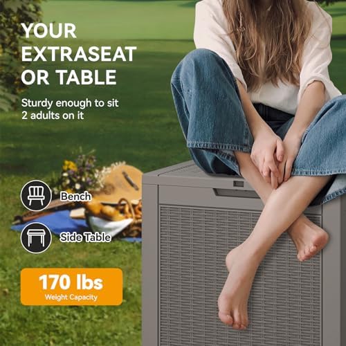 KAMABOKO Outdoor Storage Box, 31 Gallon Deck Box Outdoor Waterproof Small - Image 6