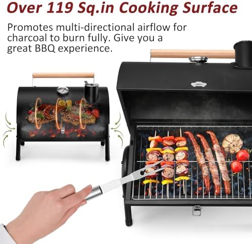 Leonyo Portable Charcoal Grill Set of 12, Tabletop Small Grill & BBQ Tools - Image 4