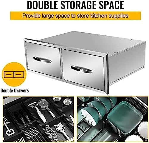 Stainless Steel Outdoor Kitchen Drawers - 3-Drawer BBQ Drawer, Built-in, Flush Mount - 30Wx20Dx10H - Image 5