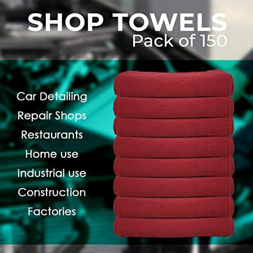 Avalon Towels Cotton Shop Rags – (Pack of 300) Size 12x14 Inches Cleaning Rags – Absorbent Shop Towels and Multipurpose Cleaning Towels for Automobiles, Industries, Garage and Homes (Red) - Image 7