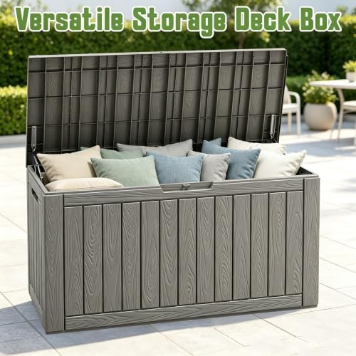 Outdoor Storage Waterproof Deck Box for Patio (110 Gallon, Grey) - Image 4
