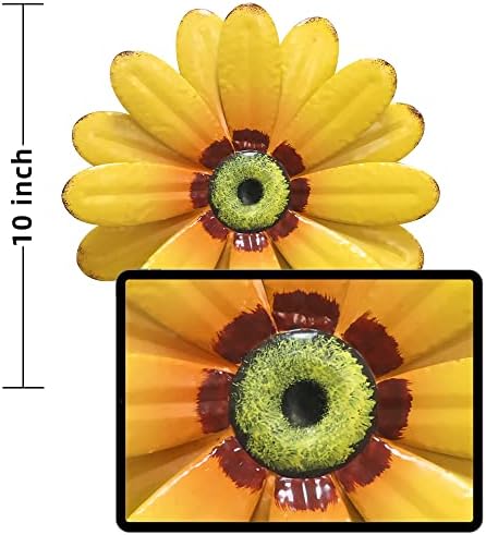 YEAHOME 10'' Sunflower Wall Decor, Metal Flower Wall Art Decorations, Sunflower Spring Yard Garden Decor Hanging for Kitchen, Bathroom, Handmade Gift for Indoor or Outdoor, Set of 2 Wall Sculptures - Image 7