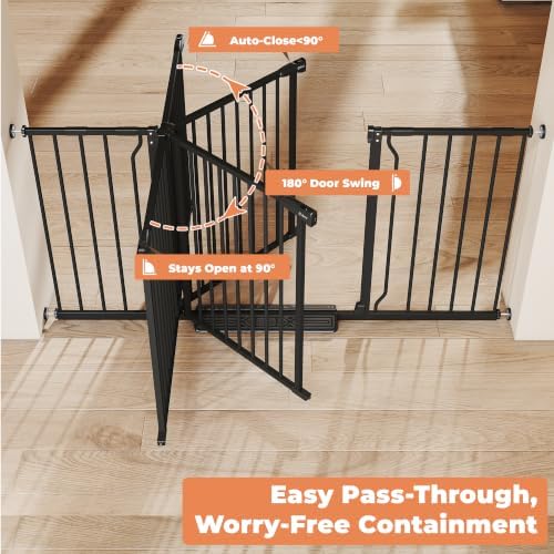 29"-58" Extra Wide Baby Gate, No Drilling Auto Close Dog Gate, Black - Image 3