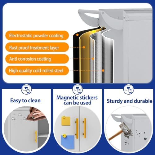 GAIOUS 35.6'' Tall Metal Garage Storage Cabinet with Wheels, Tool Cabinet - Image 4