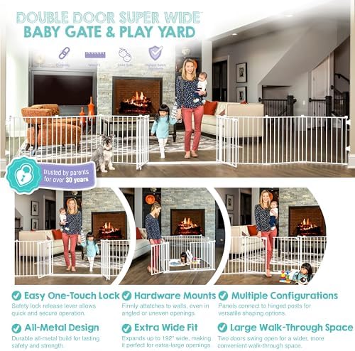 Regalo Safety 24"-192" Metal Double Door Baby Gate & Play Yard - Image 3
