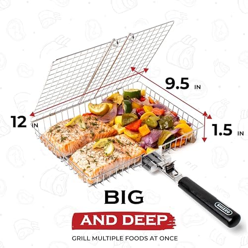 SHIZZO Grill Basket Gift Set with Skewers, Basting Brush, Gift Box - Image 5