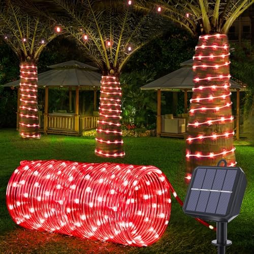 Solar Rope Lights, 33ft 100LED Solar String Lights, 8 Modes, Waterproof by Jnaurb