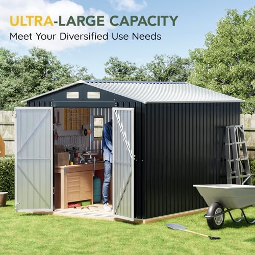 10 x 8 FT Storage Shed with Floor Frame for Backyard,Nightblue - Image 3