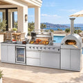 108,000 BTU Modular Outdoor Kitchen,125" Stainless Steel Natural Gas BBQ Grill with Built-In Pizza Oven,Side Burner,Rotisserie,Refrigerator,Granite Countertop,Storage Drawers & Cabinets. by Unknown