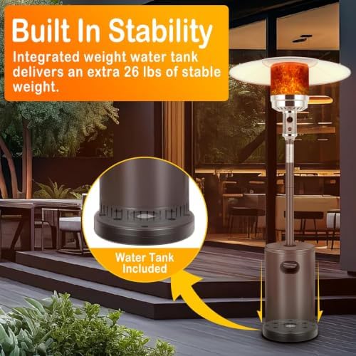 Hykolity 50,000 BTU Patio Heater with Sand Box, Table Design, Double-Layer Stainless Steel Burner, Wheels, Tip-over Protection System, Outdoor Heater for Home and Residential, Brown - Image 6