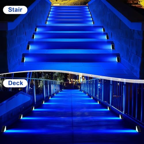 AUDLES LED Solar Step Lights Waterproof Outdoor Stair Lights, Solar Deck Lights Outdoor Decor IP67 Solar Decoration Lights for Yard (Blue Color, 6 Pack) - Image 4
