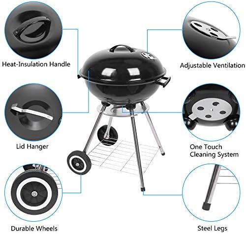 ROVSUN 18 inch BBQ Charcoal Grill, Outdoor Portable Kettle Barbecue Grill with Stand, Heat Control,Camping Patio Backyard Picnic - Image 3