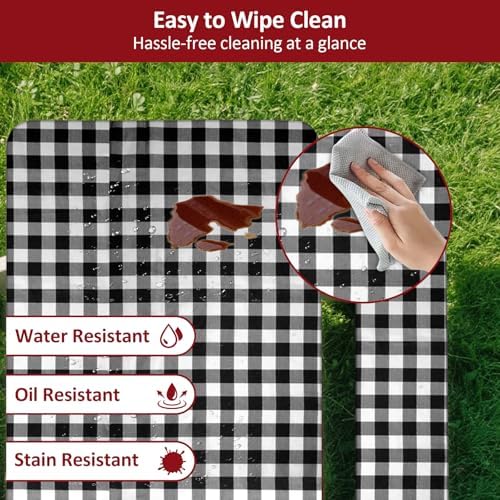 8.5ft 102in Picnic Table and Bench Cover, 3 Pack, Black Checkered - Image 5