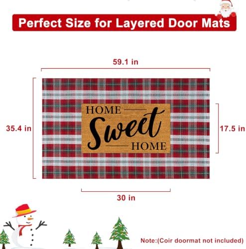 OJIA Christmas Door Mats Outdoor Rug 3'x5' Red Green Plaid Rug Porch Decor - Image 2