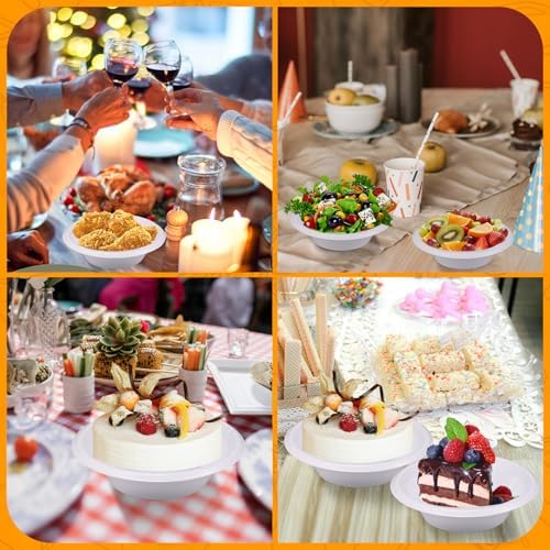 24 Pack 16oz White Disposable Plastic Bowls Dessert, Ice Cream, Salad, Soup Serving Cups for Party, Picnic, Food Snacks (White) - Image 7