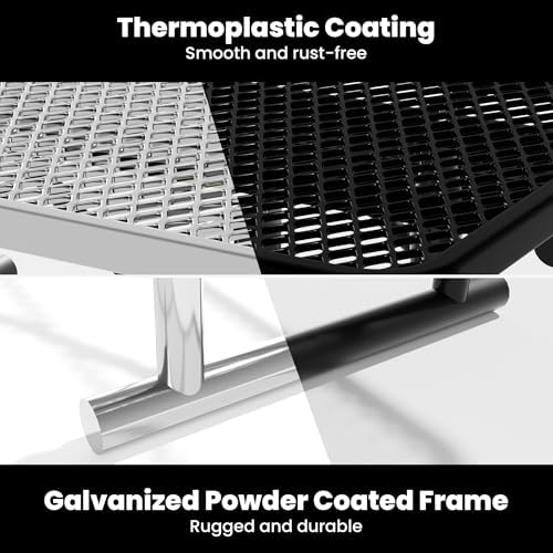 6FT Metal Picnic Tables for Outdoors, Commercial Rectangular Picnic Table for Outside, Park, Campfield, Patio, Garden, Yard, Thermoplastic Coating, Surface Mounted, Black - Image 6