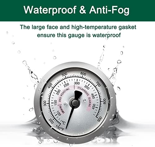 Upgrade Replacement Thermometer for Kamado Joe JR,2.5" Grill Temperature Gauge Replacement for Kamado Joe Accessories 150-900°F with Waterproof and No-Fog Glass Lens - Image 3