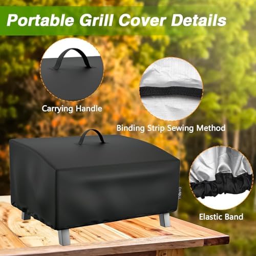 EVRBUL Portable Grill Cover Fit for Cuisinart CGG-306 2 Burner Gas Grill, 420D Tabletop Grill Cover Fit for Pit Boss 10697 75275 Fit for Royal Gourmet GT1001, 25" L x 19" W x 15" H - Image 6