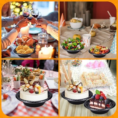24 Pack 16oz Black Disposable Plastic Bowls Dessert, Ice Cream, Salad, Soup Serving Cups for Party, Picnic, Food Snacks (Black) - Image 7