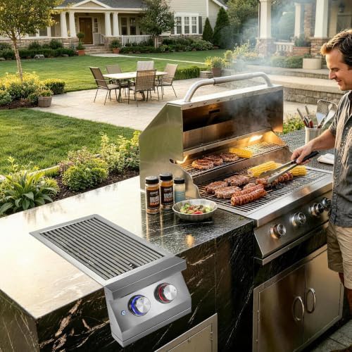 Double Side Burner for Outdoor Kitchen, 2 × 17,000 BTU Natural Gas Burners - Image 3