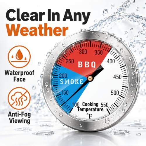 BBQ Thermometer Gauge - Charcoal Grill Pit Smoker Temp Gauge Grill Thermometer with Fahrenheit and Heat Indicator (2 Pack) - Image 5