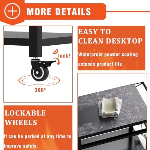 32" Double-Shelf Grill Table, Movable Grill Cart for Ninja - Image 4