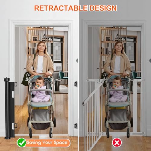 EZIGO 55 Inch Retractable Baby Gates Extra Wide Reinforced Baby Dog Gate - Image 6