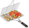 Mountain Grillers BBQ Grill Basket - Stainless Steel Outdoor Grilling Rack for Fish, Vegetable, Chicken and Others - Charcoal Grill Tray Basket with Wooden Handle - Tools for Cooking Grilled Barbecue by MountainGrillers
