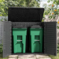 YITAHOME Outdoor Storage Shed w/o Shelf, 30 cu ft Horizontal Storage Shed Outdoor, Resin Waterproof Storage Cabinet for Garage, Poolside, Bikes, and Garden (Dark Gray + Black) by YITAHOME