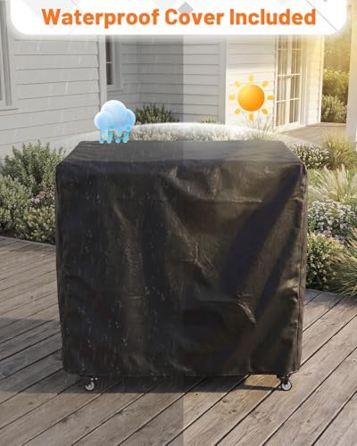 AECOJOY Outdoor Grill Cart with Sink, Storage Movable Folding Prep Station - Image 4
