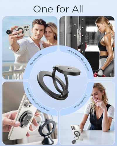 SUPERONE Dual Magnetic Phone Ring Holder, 1/4" Screw Tripod Mount Adapter - Image 2