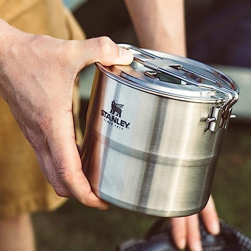 Stanley Adventure Stainless Steel Camping Cooking Set for Two 1.0L / 1.1 QT with Bowls and Sporks - 6 Piece Camp Cook Set - Stainless Steel Pot with Lid - Cookware for Backpacking and Camping - Image 6