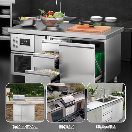 POPMOON Outdoor Kitchen Drawer Combo 28x22x19.5in with 2 Trash Bin Cabinet - Image 4