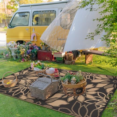GENIMO Outdoor Rug, Waterproof Plastic Rugs for Patio, 5'x8' Brown - Image 5