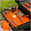 CAKETIME 2 Pack Silicone Grill Mats Compatible with Blackstone Griddle Flat Top Accessories,Dish Drying Mat for Kitchen Countertop Outdoor Camping Lawn Gadgets Father Dad Chef Men Gifts(Orange) by CAKETIME