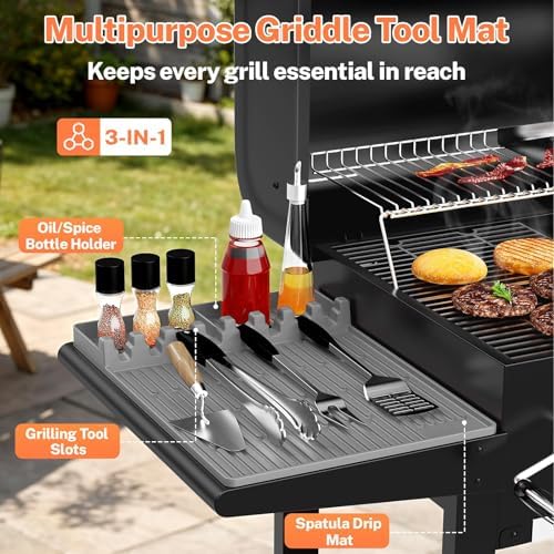Silicone Grill Mat Compatible with Blackstone, BBQ Griddle Tool, Grey - Image 2