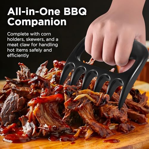 Kaluns 50PC BBQ Grill Tools Set – Heavy Duty Stainless Steel Grill Accessories Kit with Case, Apron, Hooks, Thermometer, Injector, Claws & Mats – Fathers Day Gift for Dad, Men - Image 4