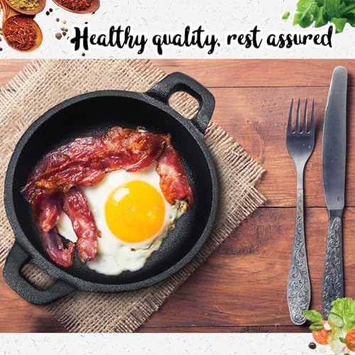 Ziliny 6 Pack Mini Cast Iron Skillets 5 x 5 x 1.3 Inch Pan Ramekin Set - Image 5